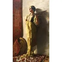 Charles Abel Corwin, Orientalist Woman Holding a Tray, Oil on canvas