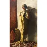 Charles Abel Corwin, Orientalist Woman Holding a Tray, Oil on canvas