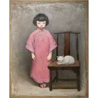 Yin, Girl with Cat, 1999, Acrylic on canvas