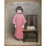 Yin, Girl with Cat, 1999, Acrylic on canvas