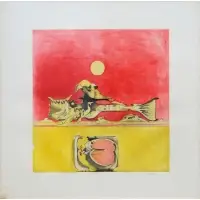 Graham Sutherland, Form in a Desert (Variant), 1973, Etching and aquatint in color