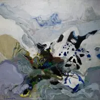 Neige en Montagne (Snow in the Mountains) by Gabriel Godard, Oil on canvas, sold Oct 2024