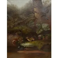 William Holbrook Beard, Chipmunk in Landscape, Oil on canvas
