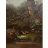 William Holbrook Beard, Chipmunk in Landscape, Oil on canvas