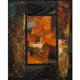 Seong Moy, Window with a View #2, 1961, Oil on panel collage