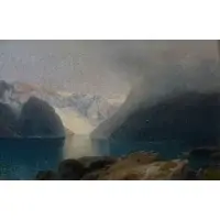Hermann Herzog, Sognefjord, Hardanger, Norway, Oil on canvas