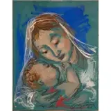 Antonio Gattorno, Madonna and Child, Mixed media on colored paper