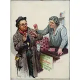 Robert Robinson, The Tramp & the Soap Saleswoman, Oil on canvas