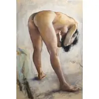 Pál Fried, Female Nude, Pastel on paper