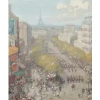 Charles Hoffbauer, Bastille Day, Oil on canvas