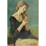 Nicolai Cikovsky, Girl Combing Hair, Oil on canvas
