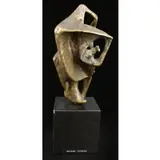 Helene Taterka, Unfolding Form, Abstract bronze sculpture on stand