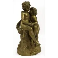 Hippolyte Moreau, Un Secret, Gilt bronze sculpture