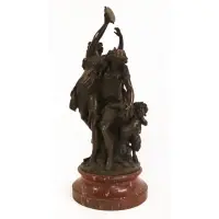 Michel Claude Clodion, Bacchanal, Patinated bronze sculpture on a marble base