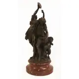 Michel Claude Clodion, Bacchanal, Patinated bronze sculpture on a marble base