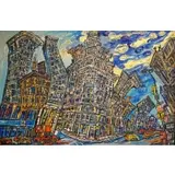 Alan Russell-Cowan, W. 21st st, 5th Ave, Acrylic on canvas