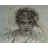 James Carroll Beckwith, Portrait of a Woman, Mixed media on paper
