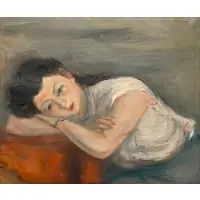 Young Woman Resting Her Head by Jakub Zucker, Oil on canvas, sold Sep 2024