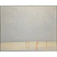 Figures on a Beach at Low Tide by Andre Gisson, Oil on canvas, sold Sep 2024