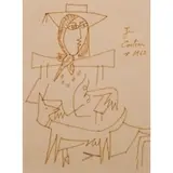 Jean Cocteau, Jacqueline Picasso with a Dog, Felt Tip Marker on paper