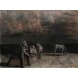 Armando Morales, Figures on the Beach with Horse