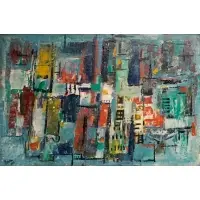 Abstract City by Philippe Hosiasson, Oil on canvas, sold Sep 2024