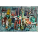 Philippe Hosiasson, Abstract City, Oil on canvas