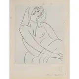 Henri Matisse, Jeune Femme, Voile Sur la Tete (Young Woman, With a Vail on Her Head), 1929, Drypoint, printed chine colle, on woven paper