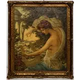 John Alfred Mohlte, Beauty with a Lyre, Oil on canvas