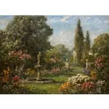 Thomas Edwin Mostyn, Garden with Fountain, Oil on canvas