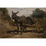Aladár Edvi Illés, Donkey with a Barrel on a Cart, Oil on canvas