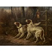 Howard Hill, Irish Red and White Setters, Oil on canvas