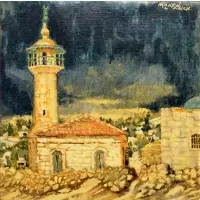 Lilian MacKendrick, Minaret, Jerusalem, Oil on canvas