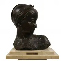 Untitled by Carl Gelles, Good large bronze bust of a girl, sold Sep 2024