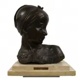 Carl Gelles, Untitled, Good large bronze bust of a girl