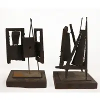 John Balossi, Untitled, 2 patinated steel abstract sculptures