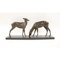 Louis Riché, Untitled, Large Sculpture of two fawns retaining nice original brown patina