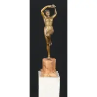Untitled by Enrico Ligari, Nice original bronze dancer on rouge marble base (Extra base added), sold Sep 2024