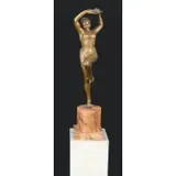Enrico Ligari, Untitled, Nice original bronze dancer on rouge marble base (Extra base added)