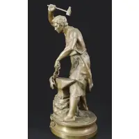 Forgeron by Adrien Étienne Gaudez, Bronze sculpture with nice original brown patina, sold Sep 2024