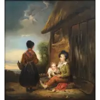 R.A William Collins, Three Children, Oil on board