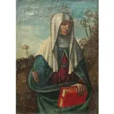 Italian Renaissance Style, Portrait of a Female Saint, Oil on canvas laid to panel