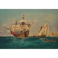 Charles Dixon, Spanish Ships, 1928, Oil on canvas