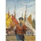 Pál Fried, Fisherman in Front of Boats