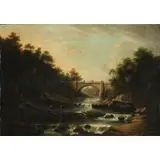 Alexander Nasmyth, The River Almond Near Edinburgh with Almondell Bridge with Fishermen, Oil on canvas