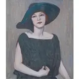 Allen Tucker, Woman in Green with Hat