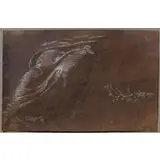 Jean-Baptiste Wicar, Drapery Study, Black and white conte crayon on beige paper