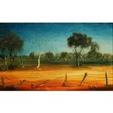 Fallen Fence by Pro Hart, Oil on board, sold Jul 2024