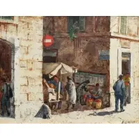 Italian Market II by Henry Gasser, Watercolor on paper, sold Jul 2024