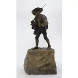 Franz Bergman, Untitled, Large Bronze Cold Painted Bronze Stone Base